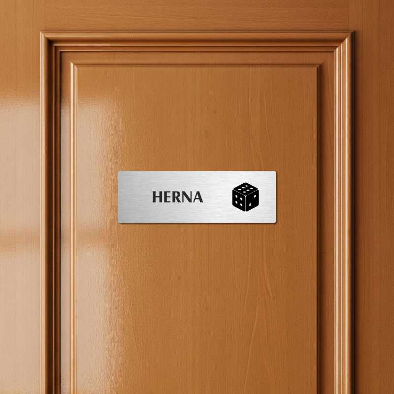 Herna, 200x66mm, zlatá popiska s okrasným rámečkem  